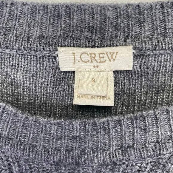 J. Crew Ribbed Crewneck Sweater Womens S Gray Merino Wool Minimalist Cozy Fall - Picture 2 of 8